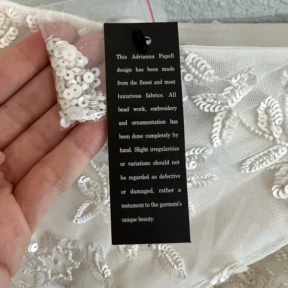 Adrianna Papell Off-Shoulder Sequin Beaded Floral Dress 3/4 Bell Sleeves NWT - Picture 10 of 16